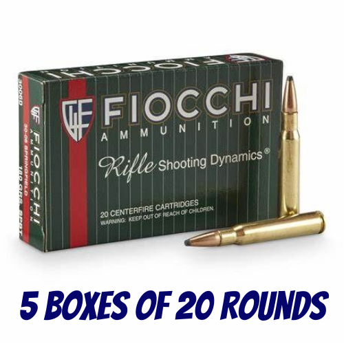 Fiocchi 30-06 180gr Soft Point - 100pk - 5 Boxes of 20 Rounds - 70300200