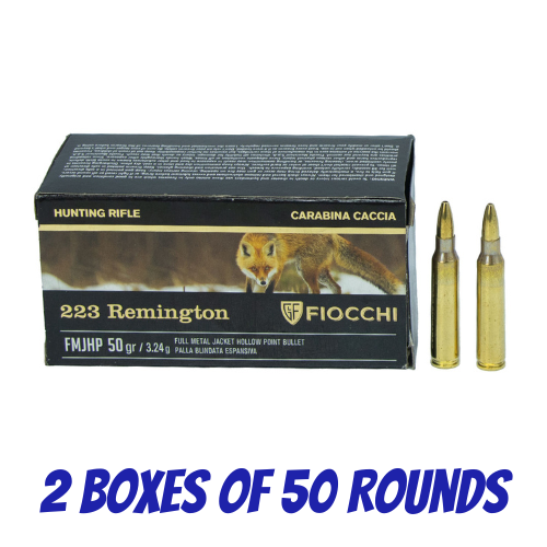 Fiocchi 223 Remington 50gr Hollow Point - 2 Boxes of 50 Rounds - 70555900