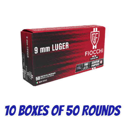 Fiocchi 9mm Luger 115gr FMJ - 500pk - 70935300-BRICK