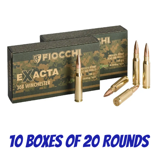 Fiocchi 308 Exacta 168gr Hollow Point Boat Tail Sierra MatchKing - 200 Rounds - 70989000