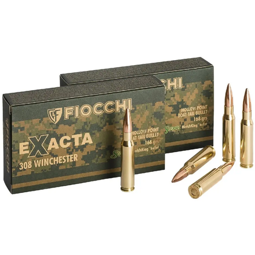 Fiocchi 308 Exacta 168gr Hollow Point Boat Tail Sierra MatchKing - 20 Rounds