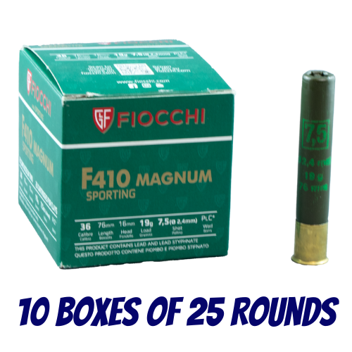 Fiocchi 410g 3" #7.5 - 250pk - 10 Boxes of 25 Rounds - 86463700