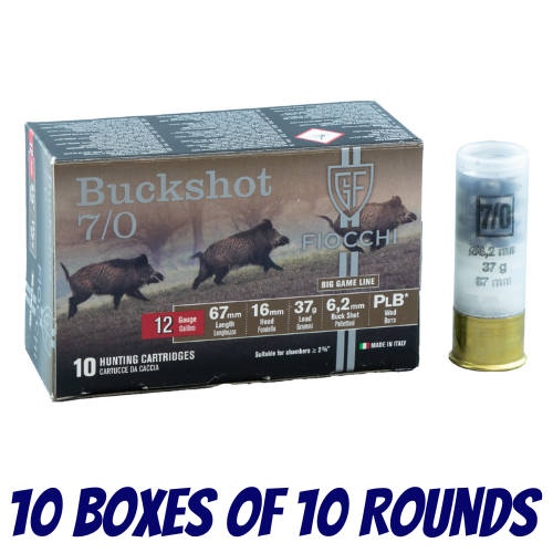 Fiocchi 12G Buckshot SSSG 37gm 26 Pellet 6.2mm 100rnd - FI-87A23300-BRICK