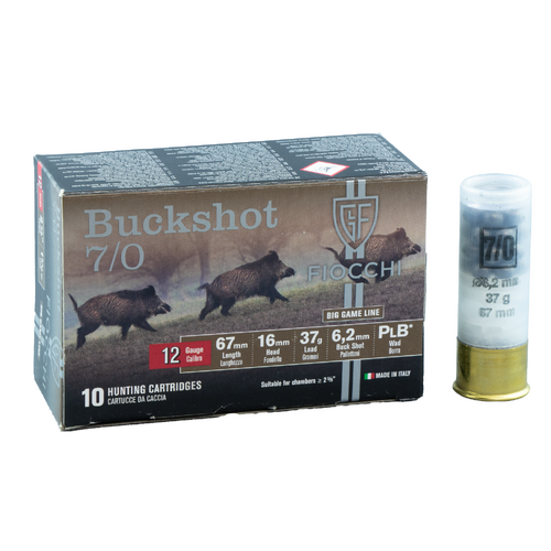 Fiocchi 12G Buckshot SSSG 37gm 26 Pellet 6.2mm - 10 Rounds - FI-87A23300