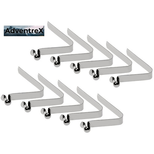 Push Snap Button Spring Clips 10 Pack - Tent Awning Pole Clips / Kayak Paddle Spring Clip 16-20mm Tube with 5mm Button