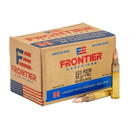 Frontier 223 Rem 55 grain FMJ Ammo - 50 Pack - FR1005