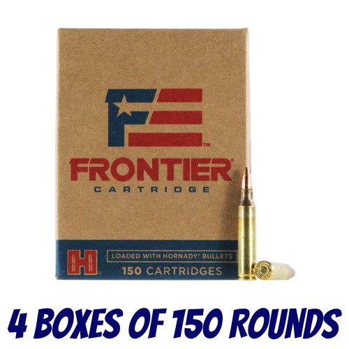 Frontier 223 Rem 55 grain FMJ Ammo - 4 Boxes Of 150 Rounds - FR1015-600PK