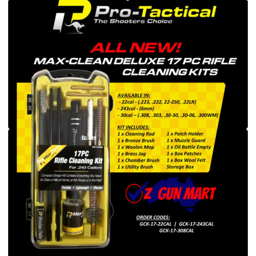 Max-Clean Deluxe 22 Cal17pc Rifle Cleaning Kit (.22cal, .223, .222, 22-250) - GCK-17-22CAL