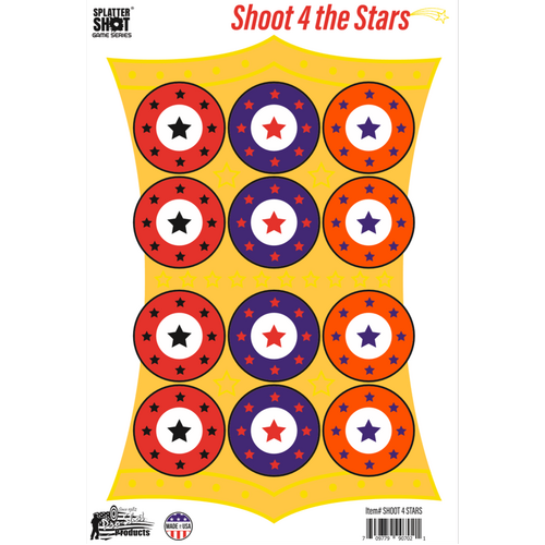 Pro-Shot Splatter Shot 12x18" Shoot 4 the Stars Target 8 pack - GS-STARS-8PK