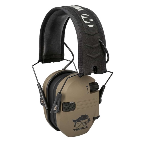 Walker's Razor Slim Electronic Earmuffs - Merica Flag FDE - GWP-RSEM-T24MER-FDE