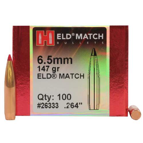 Hornady ELD Match Rifle Projectiles  6.5mm .264" 147gr 100 Pack