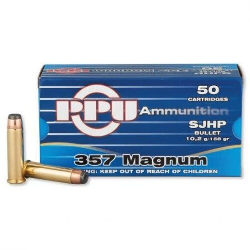 PPU 357 Mag 158gr SJHP Ammunition - 50 Pack - HH357B