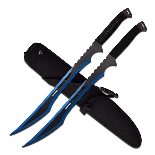 Fantasy 27" 2 Piece Full Tang Stainless Steel Sword Set - Black Blue