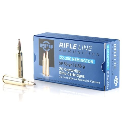 PPU 22-250 55gr Soft Point Ammunition - 20 Rounds - HR22250B_20PK