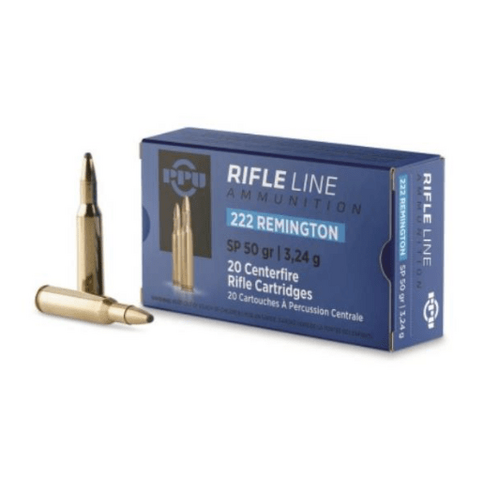 PPU 222 Rem 50gr Soft Point Ammunition - 20 Pack - HR222B_20PK