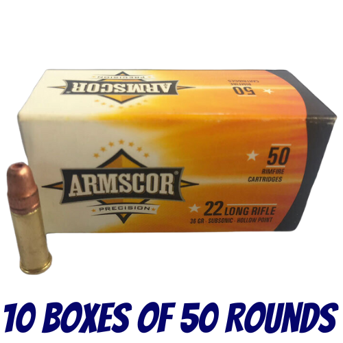 Armscor 22 LR Subsonic 40gr HP 500 PK - HR22SSA-500PK