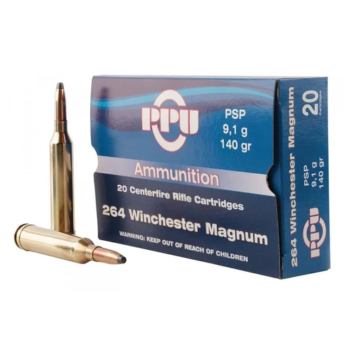 PPU .264 Winchester Magnum 140gr Soft Point Rifle Ammunition - 50pk - HR264B-50PK