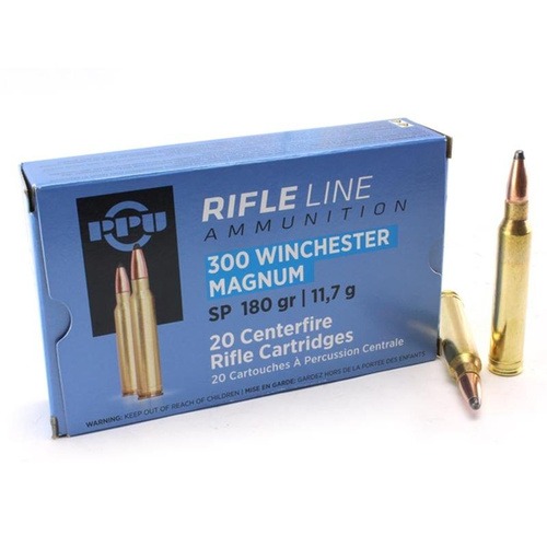 PPU 300 Winchester Magnum 180gr Soft Point Rifle Ammunition - 20 Pack - HR300B-20PK