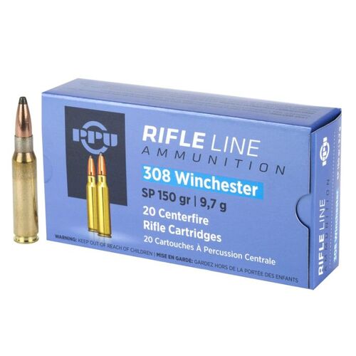 PPU 308 Win 150gr Soft Point Ammunition - 20 Pack - HR308A_20PK