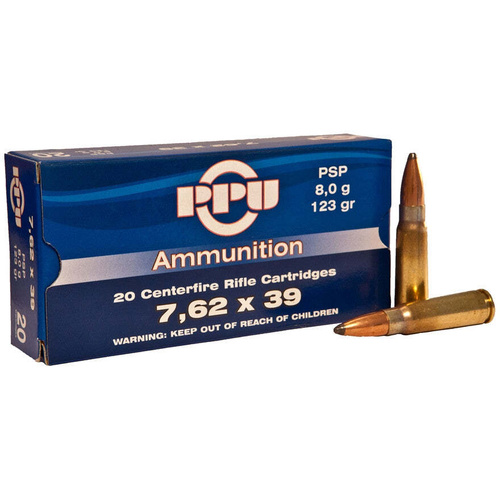 PPU 7.62x39 123gr Pointed Soft Point Rifle Ammunition - 20pk  - HR762B-20PK