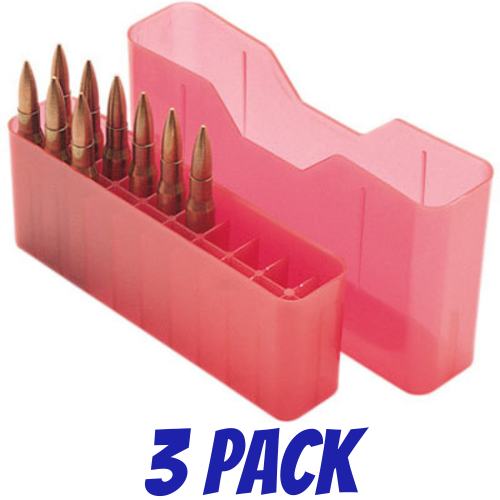 MTM Slip-Top Rifle Ammo Box - 20 Round 3 PACK for Rem Mags, Wby Mags, Win Mags - Red J20-LLD-29 