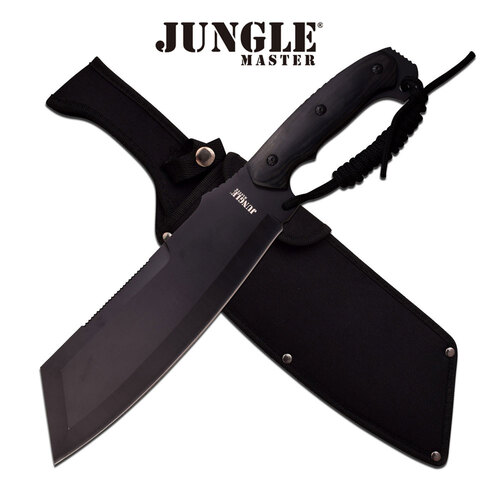 Jungle Master 15.75 Inch Machete Black Pakkawood Handle - W Nylon Sheath/ Lanyard - K-JM-034