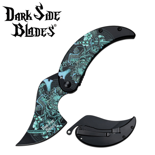 Dark Side Blades - Samurai Skull Pocket knife - K-DS-092GN