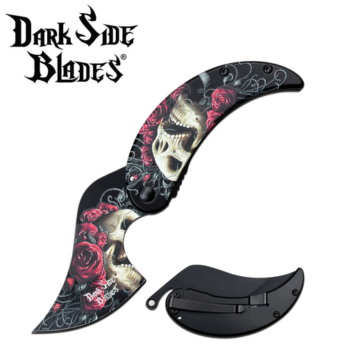 Dark Side Blades - Skull & Rose Pocket knife - K-DS-092SK