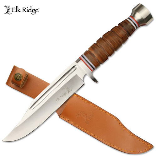 Elk Ridge Stacked Leather Bowie knife - K-ER-047