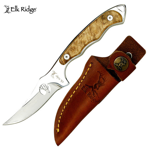 Elk Ridge Maple Burl Wood Handle Knife - K-ER-059