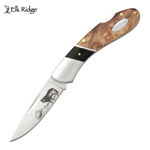 Elk Ridge Lockback Wolf Folding Knife - K-ER-072W