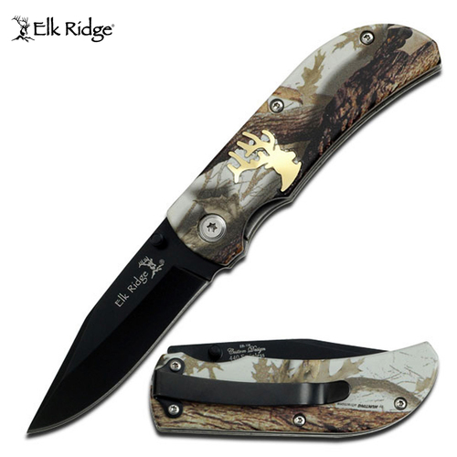 Elk Ridge Brass & Camo Pocket Knife - K-ER-118CA