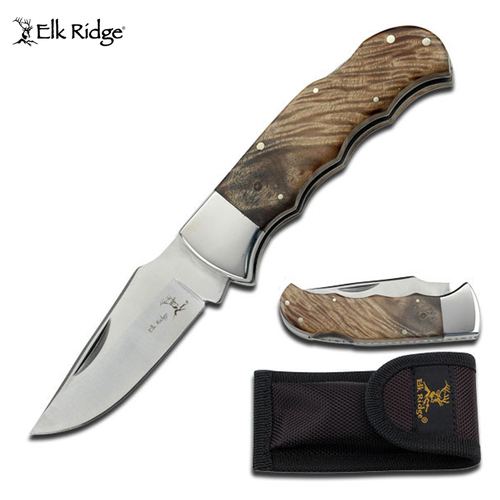 Elk Ridge Maple Burl Wood Gentleman's Knife - K-ER-138