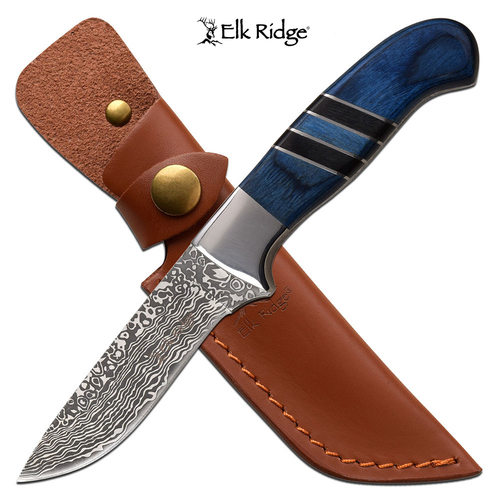 Elk Ridge Blue Striped Drop Point Blade Hunting Knife - K-ER-200-20BL