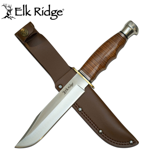 Elk Ridge Leather Handle Bowie knife - K-ER-200-32LBR