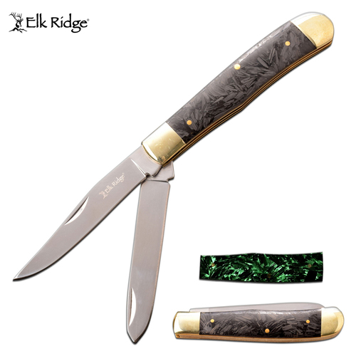 Elk Ridge Glow In The Dark Carbon Fibre Folding Knife - K-ER-220GCF