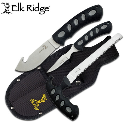 Elk Ridge Gut Hook Skinner, Caper Knife & Saw Hunting Set - K-ER-252