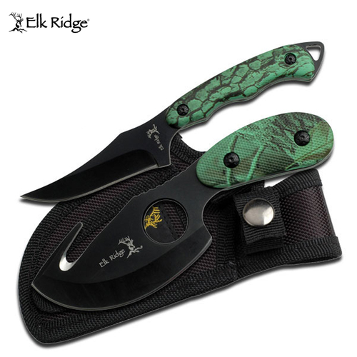 Elk Ridge Green Camo Hunting Knife Set - K-ER-300CA