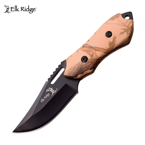 Elk Ridge Camo Pakkawood Fixed Blade Knife - K-ER-562BC