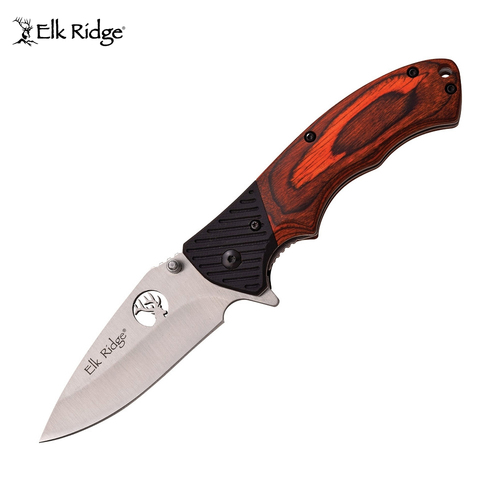 Elk Ridge Linerlock Pakkawood Folding Knife - K-ER-566SPW