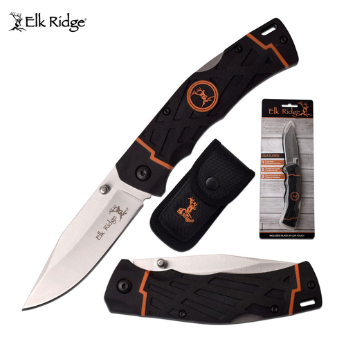 Elk Ridge Rubber Handle Pocket Knife & Sheath - K-ER-923PL