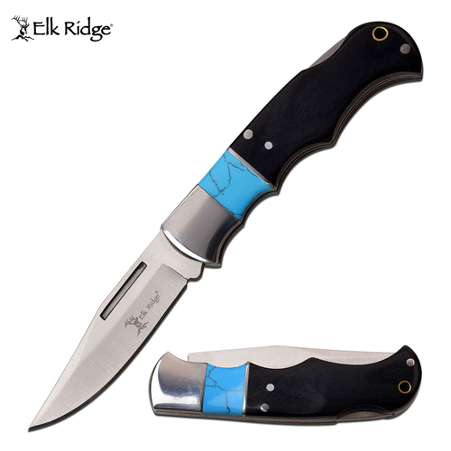 Elk Ridge Black Pakkawood Lockback Knife - K-ER-943BL