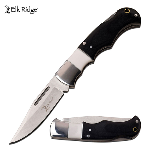 Elk Ridge Black & White Pakkawood Lockback Knife - K-ER-943WH