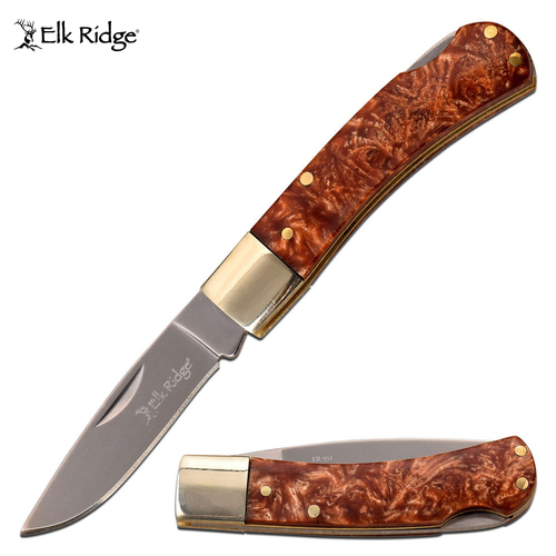 Elk Ridge Brown Resin Pocket Knife - K-ER-951BR