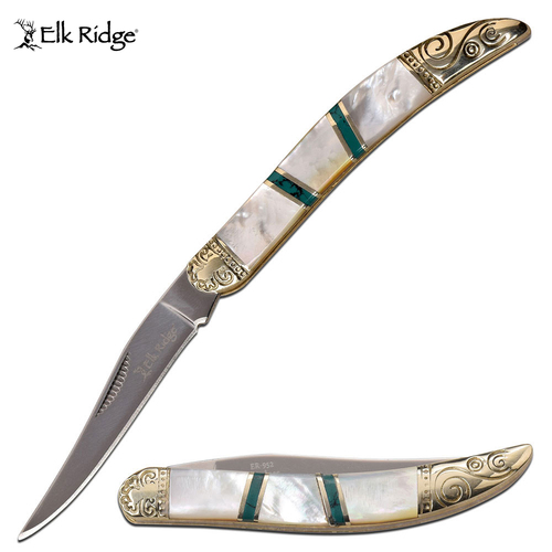 Elk Ridge Pearl Stone Folding Knife - K-ER-952MPC