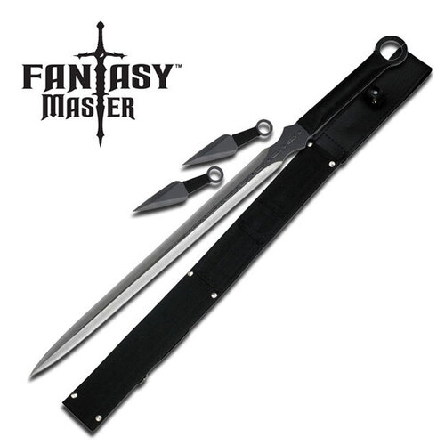 Black Sword & Throwing Knives Combo - K-FM-644D