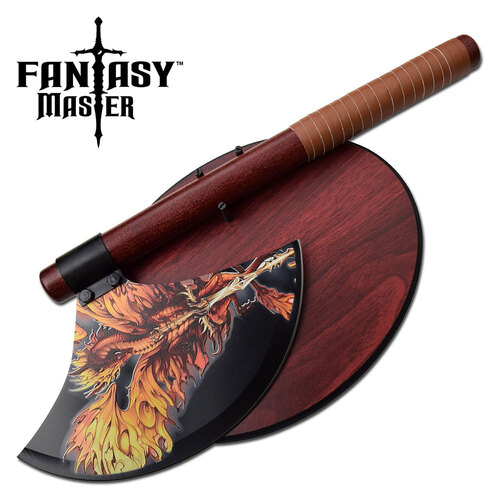 Wooden Handle Dragon Fantasy Axe - K-FMT-AXE001