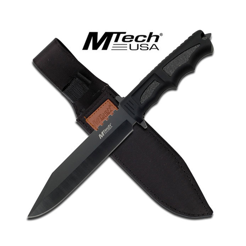 MTech Black Fixed Blade w Glass Breaker - K-MT-086