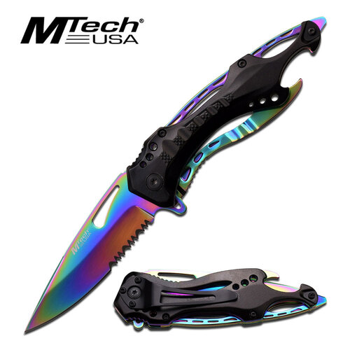 MTech Rainbow Half Serrated Pocket Knife - K-MT-705RB