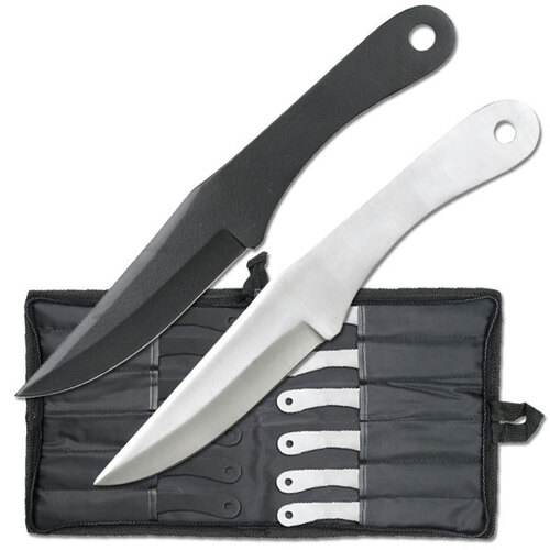 Silver & Black 12pc Throwing Knife Set - K-PAK-712-12